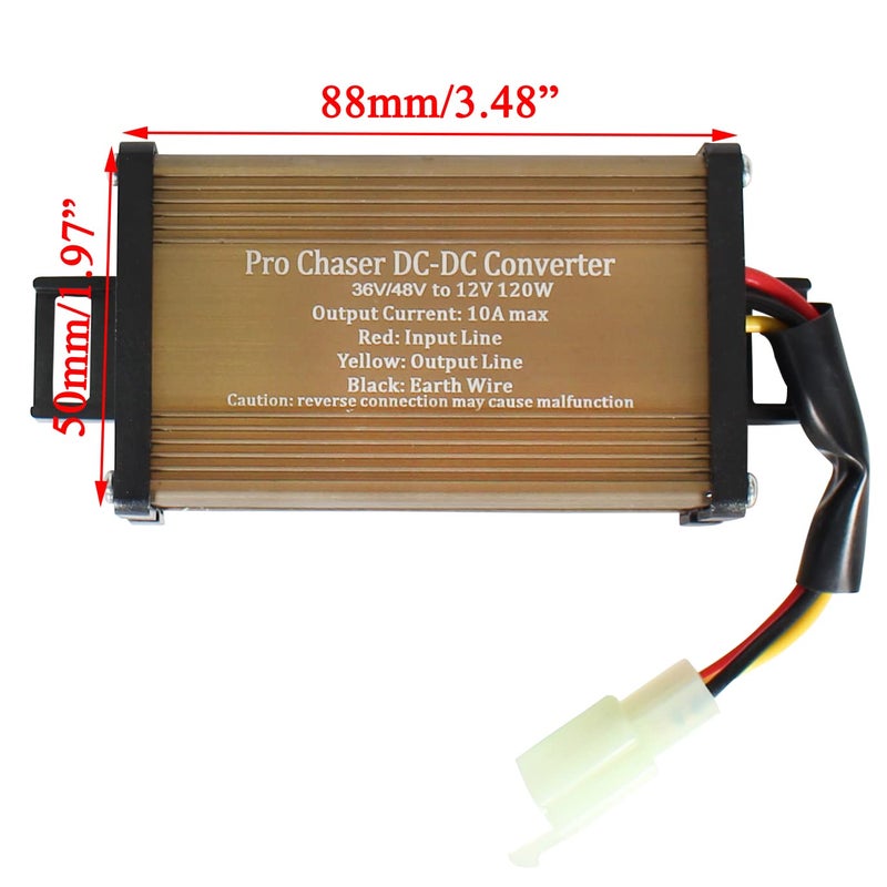Pro Chaser DC-DC Golf Carts RVs 48V 36V Volt Voltage to 12V Step Down Voltage Reducer Regulator for Headlights Taillights Solar Panels (10A 120W) - Image 2